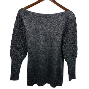Sachin & Babi | Black Silver Metallic V Back Sweater